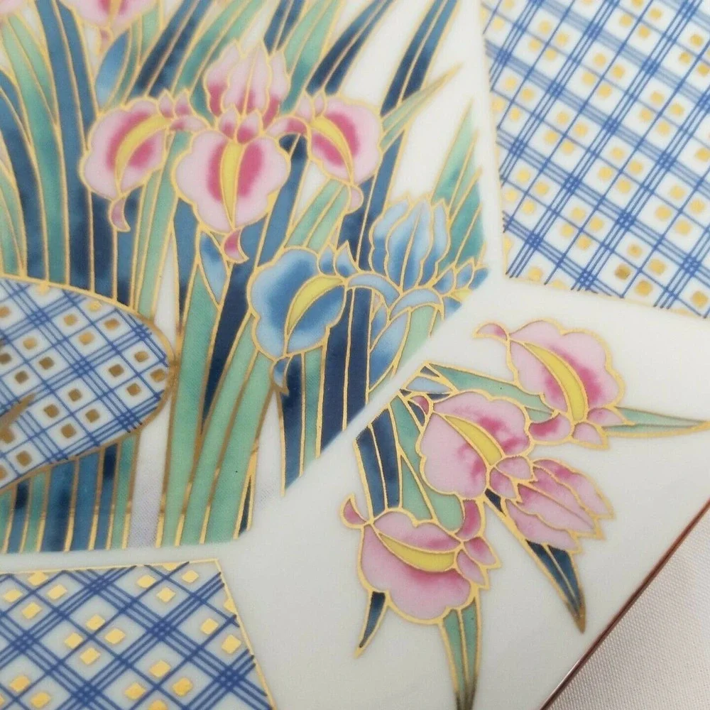 Vintage Ayame Octagonal Pink Blue Iris 7.5
